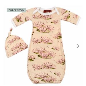 New “Water Lily Bamboo “ Newborn Gown & Hat Set